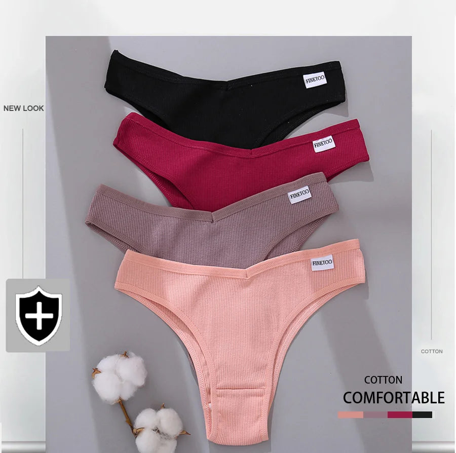 5Pcs/Set Women Cotton Brazilian Panties V Waist Female Underwear Comfortable Underwear Low Rise T-Back Bikini Girls Lingerie New