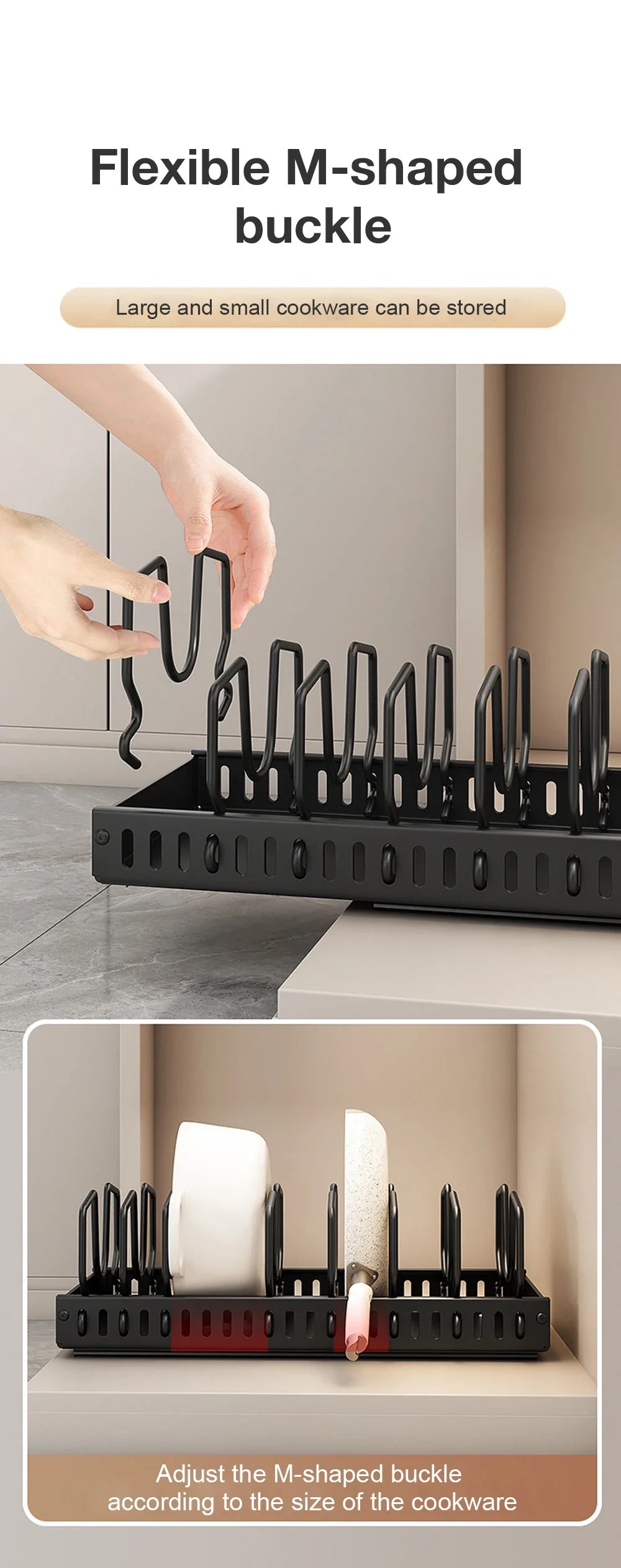 Kitchen Multifunctional Organizer - Pull-Out for Pots/Pans, Sliding Lid Holder, Spice Rack & Dish Drying Racks Drawer Organizer