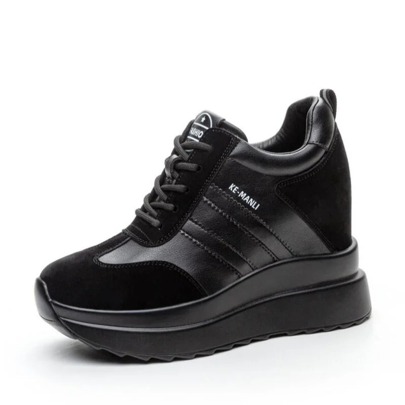 New 10CM Platform Wedge Sneakers Chunky Shoes Genuine Leather for Women Summer Shoes Spring Autumn Walking Sneakers Fashion