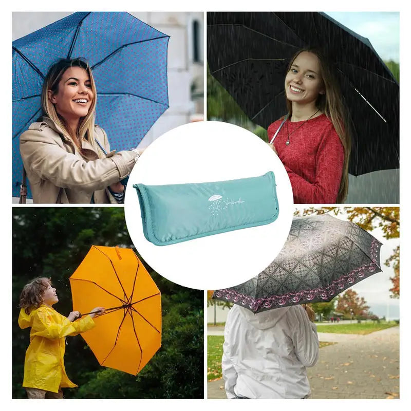 Waterproof Wet Umbrella Bag Foldable Absorbent Pouch for Travel Car Home Camping Rainy Day Dry Storage Organizer