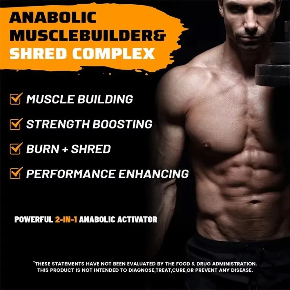 Muscle Builder Capsules - Helps Increase Strength, Endurance, Protein Synthesis,Promotes Faster Muscle Growth, Abs, Energy