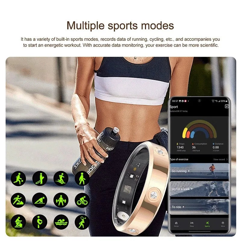 For Xiaomi Smart Ring Women Men Super Narrow Heart Rate Health Stress Measurement Monitor HR01 Waterproof Fashion Ring New