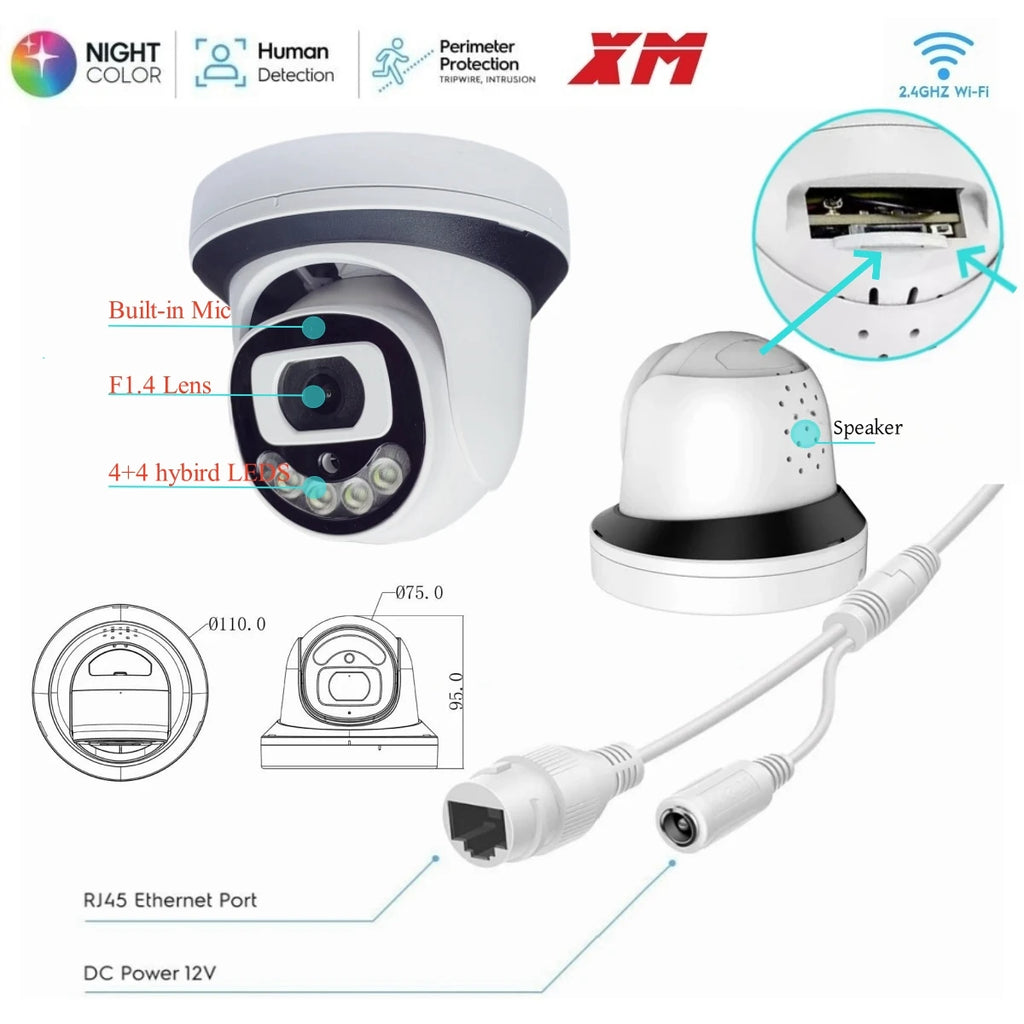 8MP IP Security Camera Wifi indoor Surveillance Home Protection CCTV 4/5MP Dome Wireless Camara Video indoor Wi-Fi XM ICSee Ca
