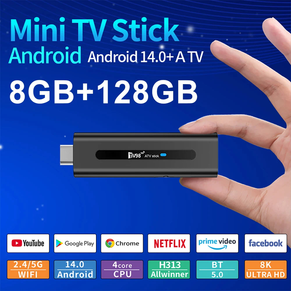 2026 NEW Android14 TV Stick 8K 60fps Smart IPTV Dongle 8GB RAM 128GB ROM Dual WIFI6 BT5.0 for Netflix YouTube Media Player