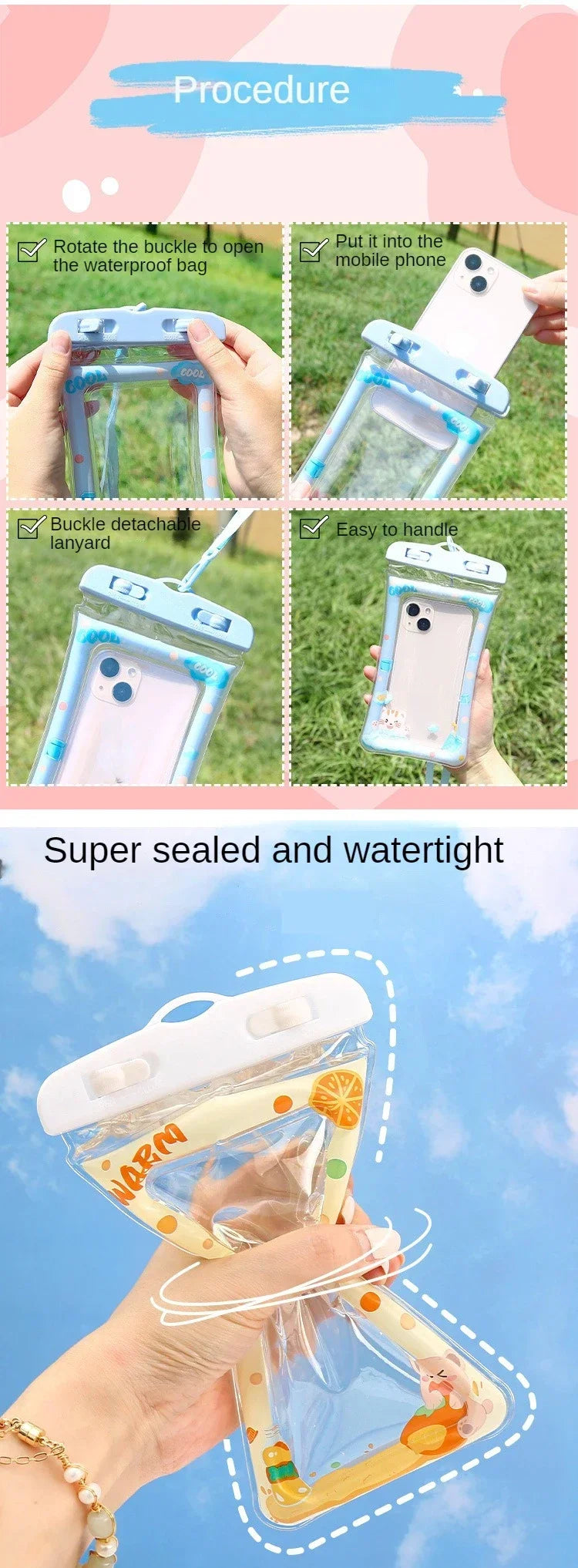 Universal Waterproof Phone Pouch with PVC Airbag Underwater - Touchscreen Case for Swim and Diving 도매 Льготы