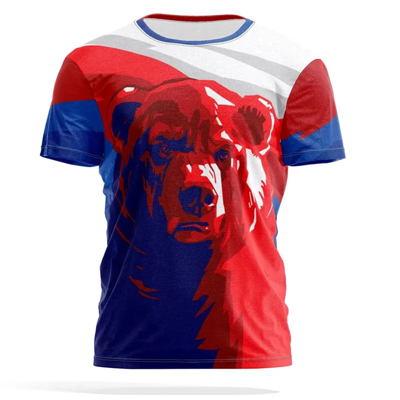 Russia Flag 3d Print T-shirt For Men Loose Short Sleeve Tactical T Shirts Summer Cool Street Sports Fitness Tees Men's Clothing