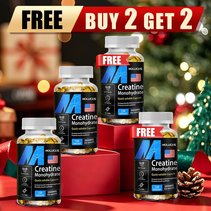 Buy 2 Get 2 Free! Creatine Monohydrate 3000mg Capsules, Support Lean Muscle & Performance, Fat Loss & Overall Fitness, Vegan