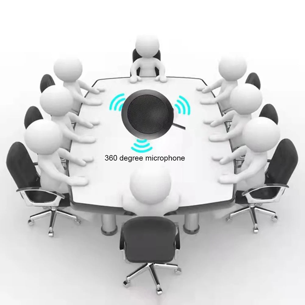 USB/3.5mm Conference Microphone USB Speakerphone 360° Omnidirectional Condenser Plug & Play for Computer Desktop Laptop 150CM