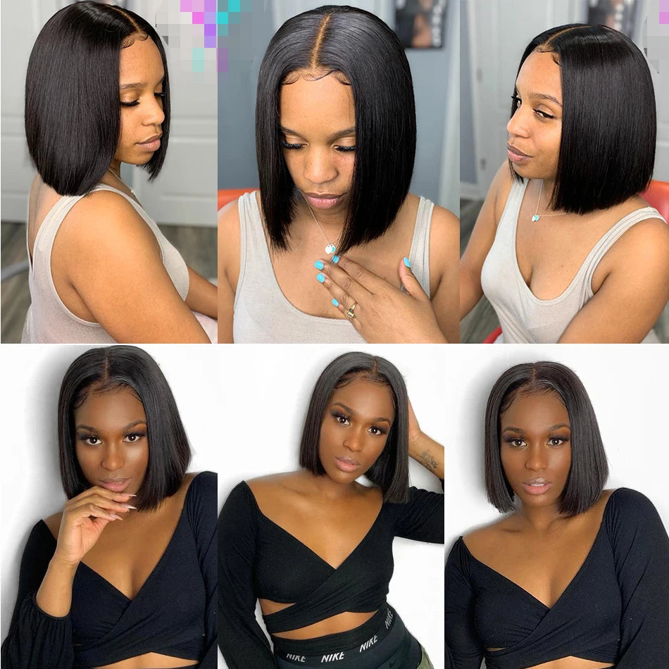 Wear And Go Glueless Straight Bob Wig Lace Front Human Hair Wigs For Women Peruvian Lace Frontal Wig perruques cheveux humains