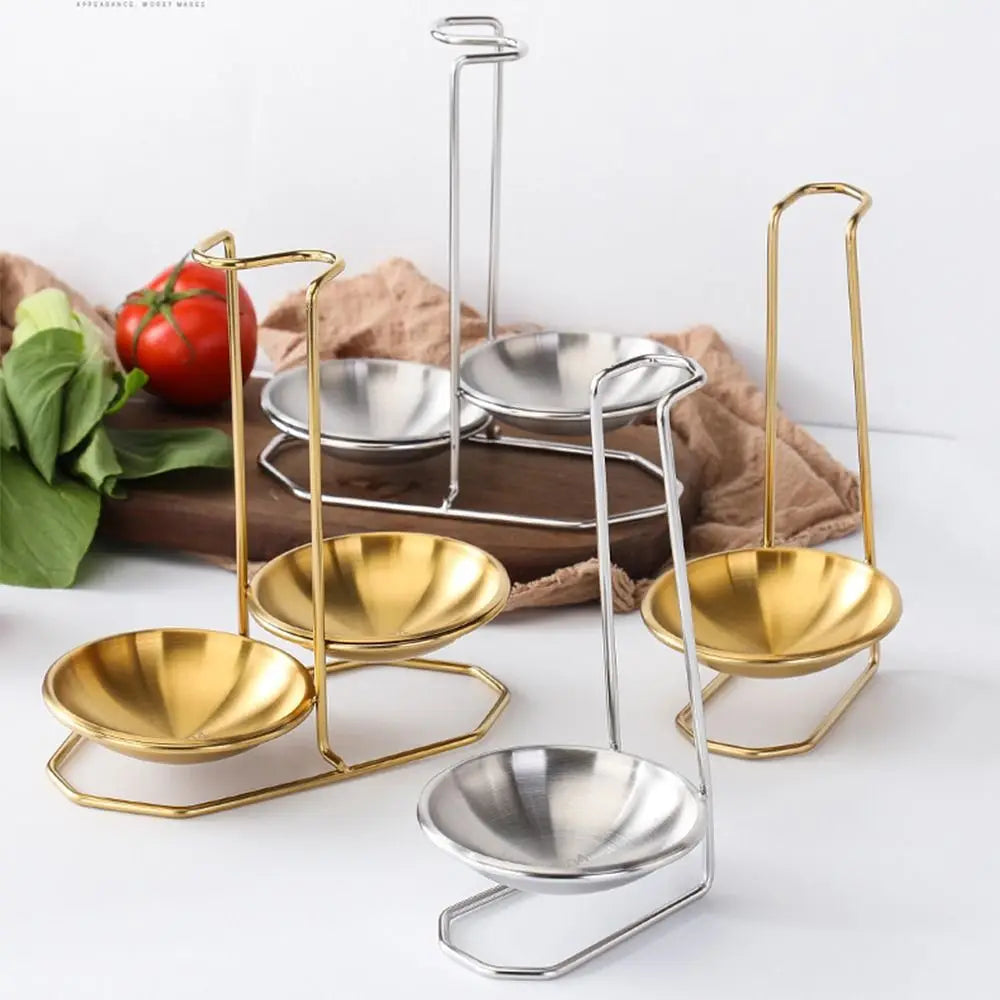 Kitchen Accessories Vertical Single/Double Ladle Spoon Utensil Rack Soup Spoon Rest Stand without plate Tableware Storage Shelf