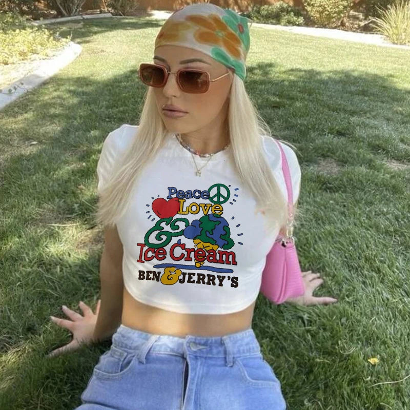 Y2k Crop Top Tshirt Streetwear Vintage Goth Graphic T Shirt Women Short Sleeve T-shirt Clothes Vintage Tops Harajuku Tshirt