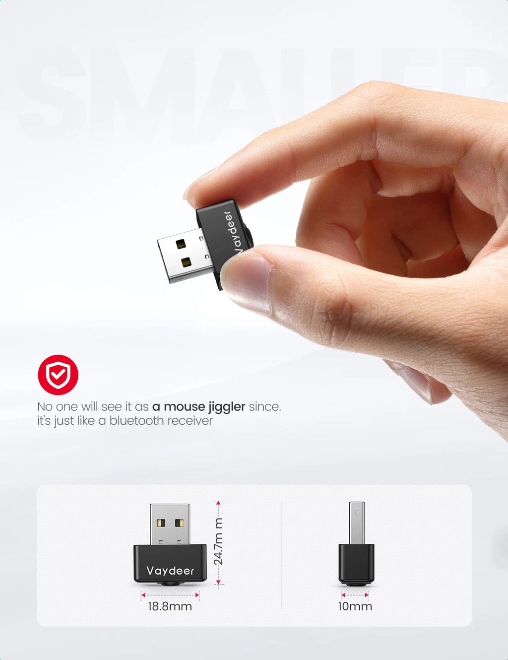 Mini Metal Mouse Jiggler, Made of Premium Aluminum Alloy, Longer Life Span, Plug and Play, 100% Undetectable
