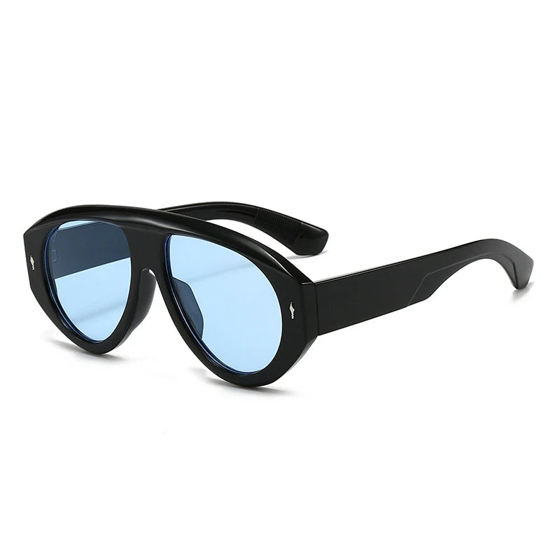 SO&EI Retro Pilot Women Sunglasses Fashion Blue Green Shades UV400 Men Rivets Punk Outdoor Sun Glasses