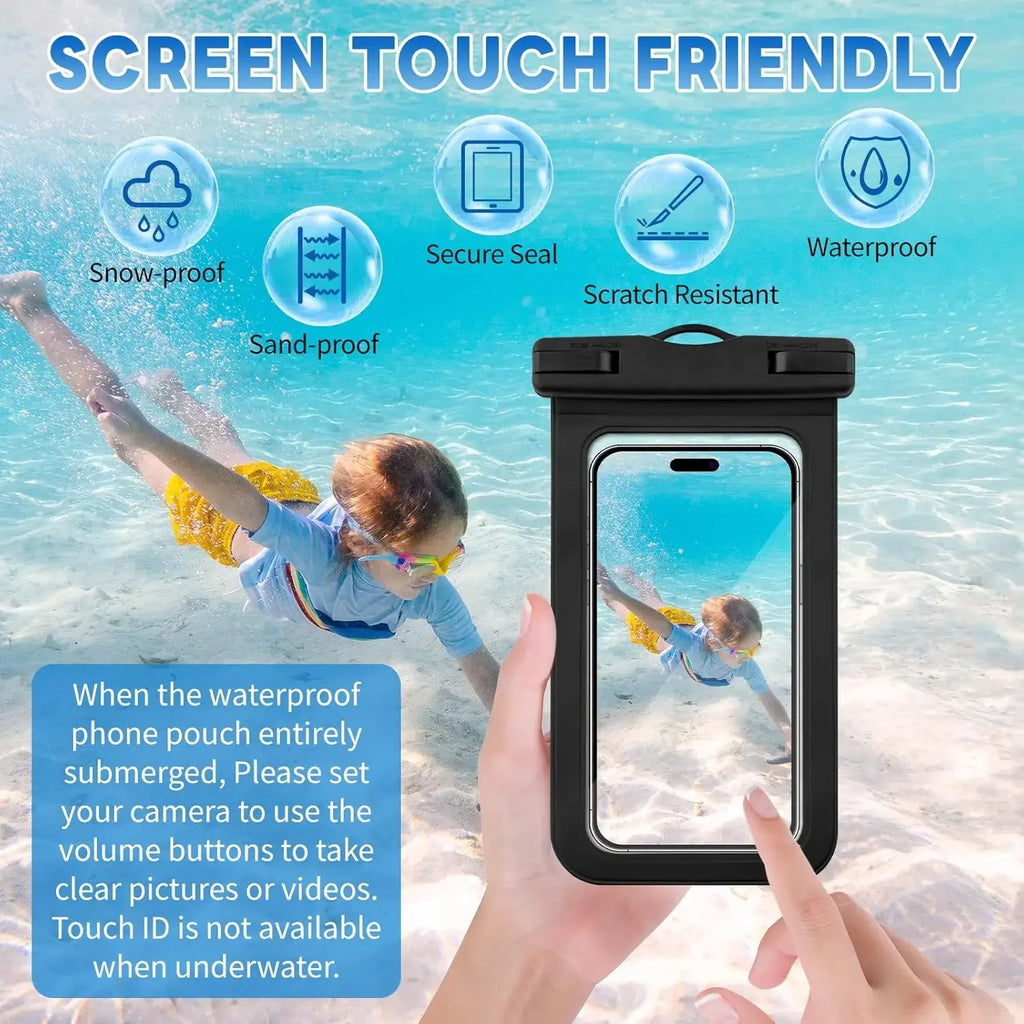 Floating Waterproof Phone Pouch Universal Water Resistant Phone Case Under 7.2 Inches Phone Dry Bag Essential for Water Sport