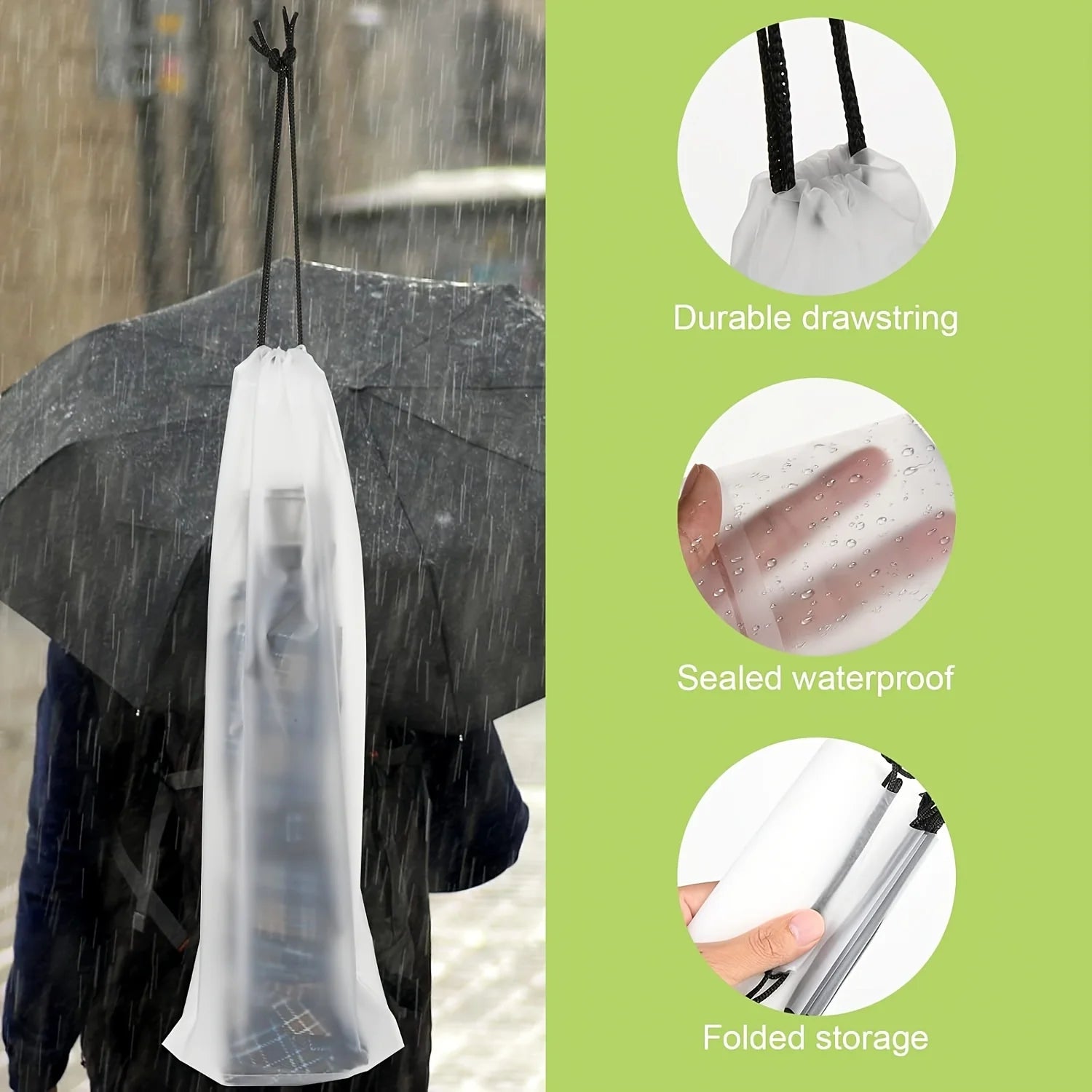 5/20pcs Waterproof Translucent Umbrella Storage Bag with Drawstring Portable Multi-purpose Pouch for Home Travel Organizer Essen