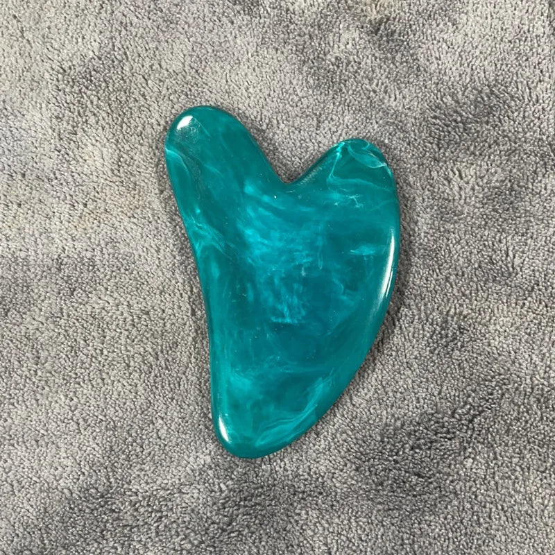 Gua Sha Board Heart-Shaped Natural Pink Green Resin Jade Scraper Facial SPA Neck Massager Portable Skin Care Beauty Healty TooL