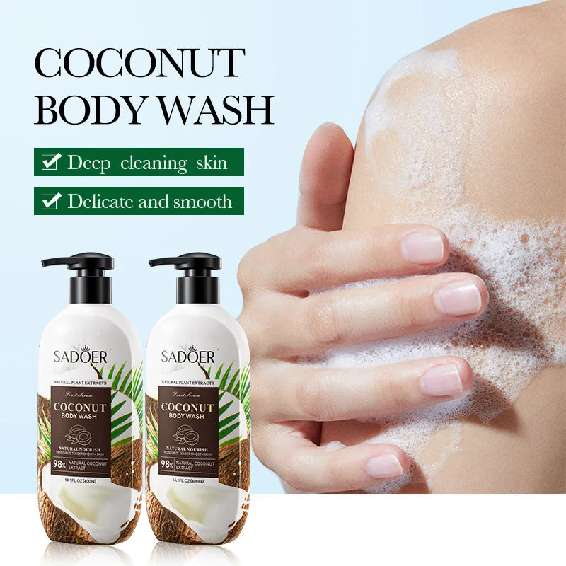 400ml of Gentle Coconut Shower Gel, Rich in Coconut Extract, Coconutamide Mea and Other Ingredients, with a Rich Coconut Scent, Long-Lasting Fragrance after Use, Light Foam Like a Cloud, Both Dense and Delicate, It Can Moistu