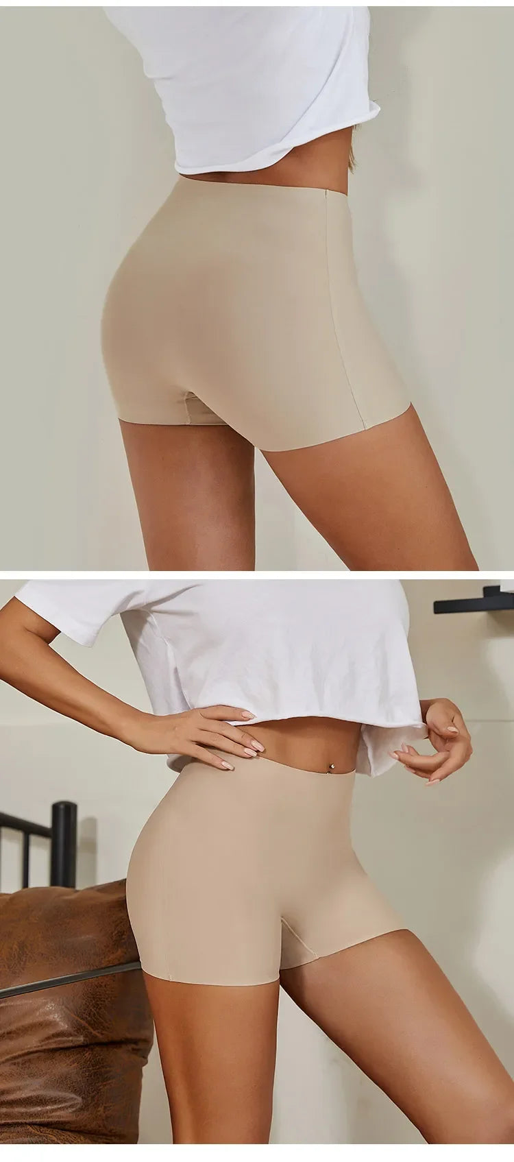 New Design Ladies Seamless Ice Silk Solid Biker Shorts Boxer Short Leggings Sports Yoga Pants Women's Shorts Panties T1584