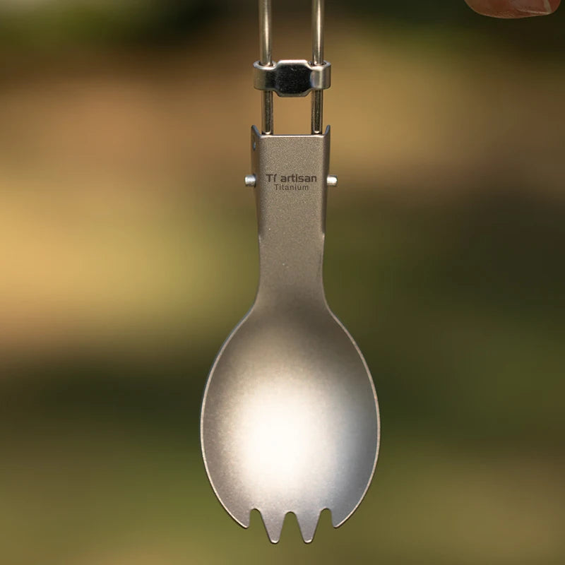 Tiartisan Titanium Foldable Cutlery Portable Outdoor Camping Tableware Hiking Folding Fork Spoon Knife