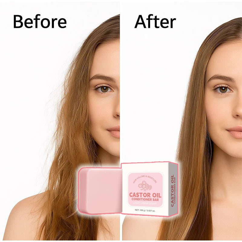 Castor Oil Conditioner Soap Bar,Moisturizing Nourishing Solid Shampoo,Strengthen Hair Roots Care,For Dry Frizzy Damaged Hair