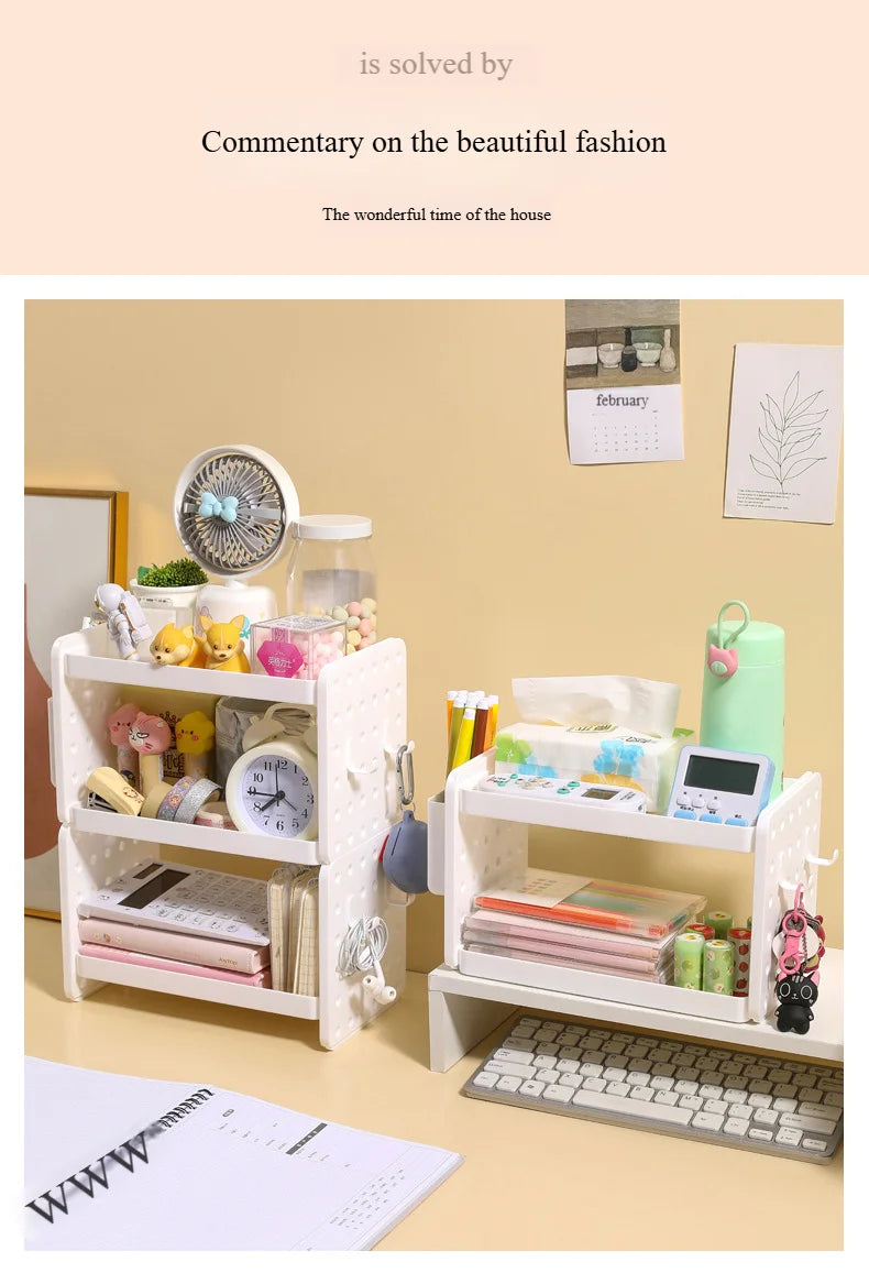 Multi-functional 3-tier Desktop Organizer, Desktop Shelf, Hole Board, Pen Holder Office Desk Organizer, Desk Desk Organizer