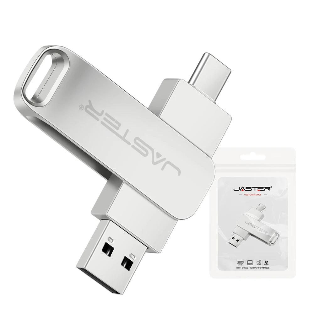 JASTER 2 IN 1 USB 3.0 Flash Drives 64GB Key Chain Pen Drive 32GB TYPE-C for Phone Memoria USB 16GB High Speed Creative Gift 8GB