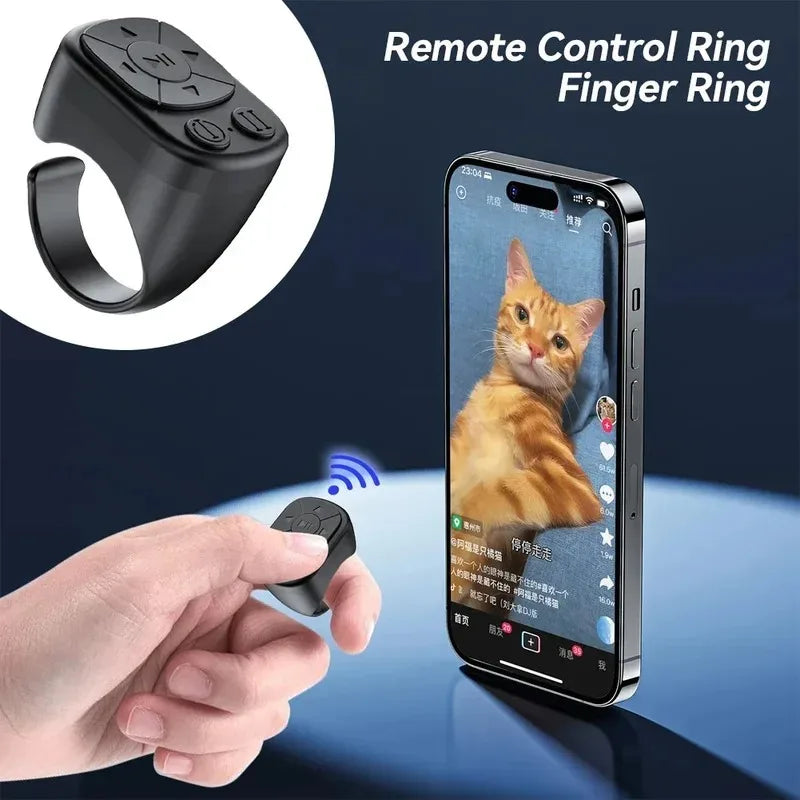 For TikTok Scrolling Ring Remote Control Bluetooth Page Turner Ring Scroller for IPhone IPad Android Camera Shutter VoiceControl