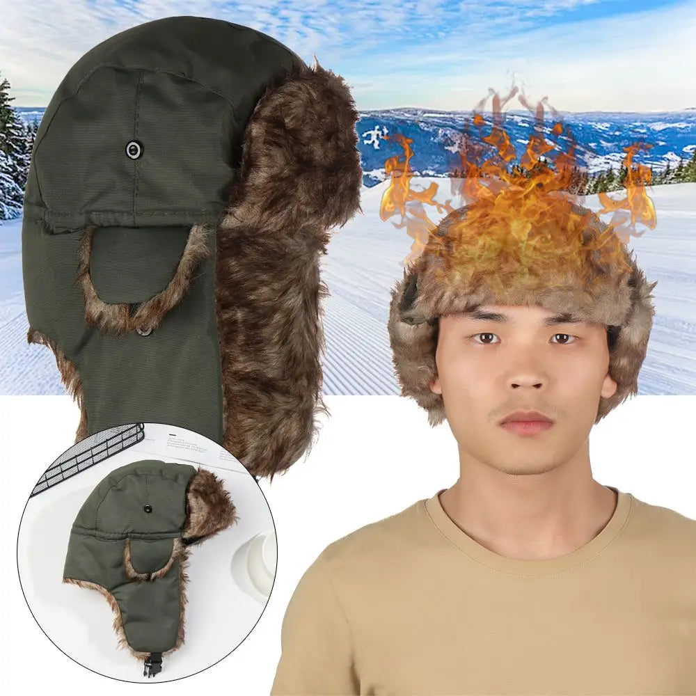 Men Women Trapper Bomber Hats Russian Ushanka Warm Winter Fur Earflap Ski Hat
