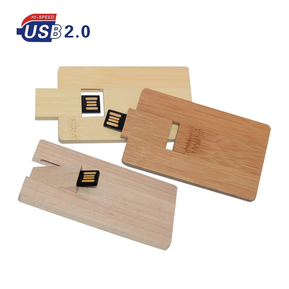 Bamboo & Walnut Wood Card Model Pendrive Usb Flash Drive Memory Stick Usb 2.0 4GB 8GB 16G 32GB 64GB Photography Gift