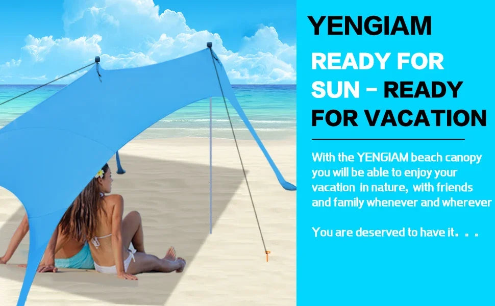 Home Beach Awning Outdoor Camping Sun Shade UV Protection Portable Windproof Beach Canopy with Storage Bag Camping Accessories