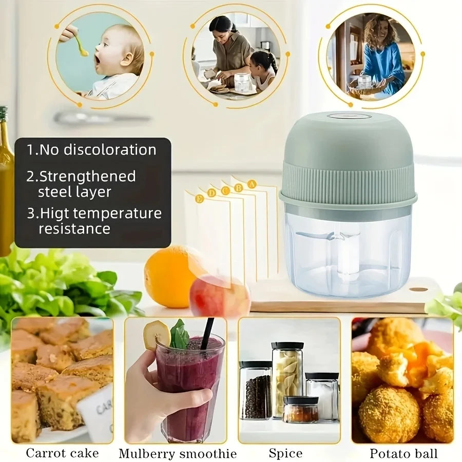 Electric Garlic Masher Garlic Mashing Machine 260ML Meat Grinder Onion Vegetable Crusher Kitchen Mini Blender