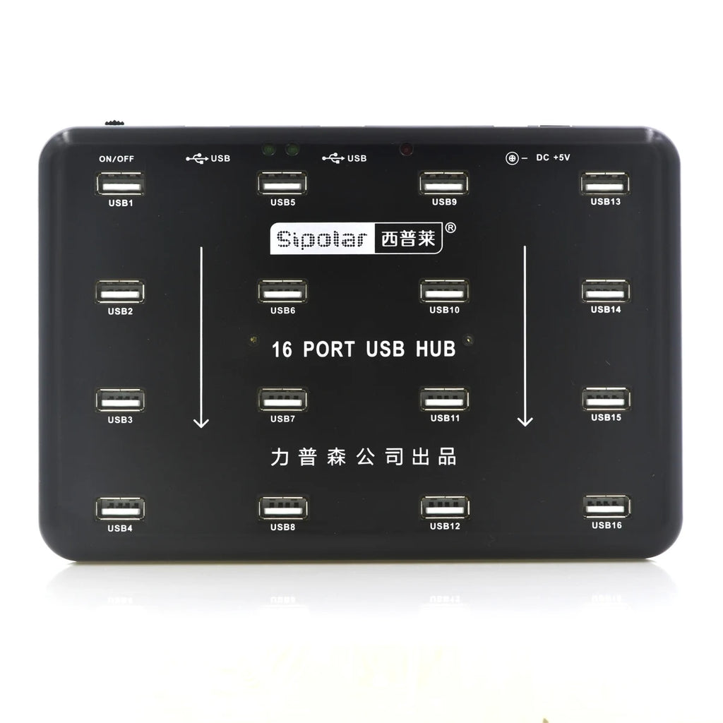 Sipolar 16 Ports USB2.0 Hub Bluk USB Duplicator for 16 TF SD Card Reader U-disk Data Test Batch Copy with 5V 3A Power Adapter