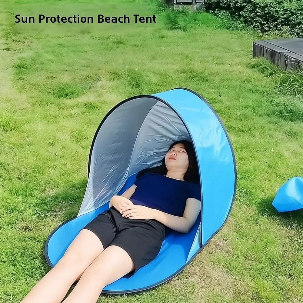 Camping Tent Silver Coated Small Folding Tent Instant Pop-up Automatic Sun Shelter Portable UV Protection Mini Beach Tent Summer