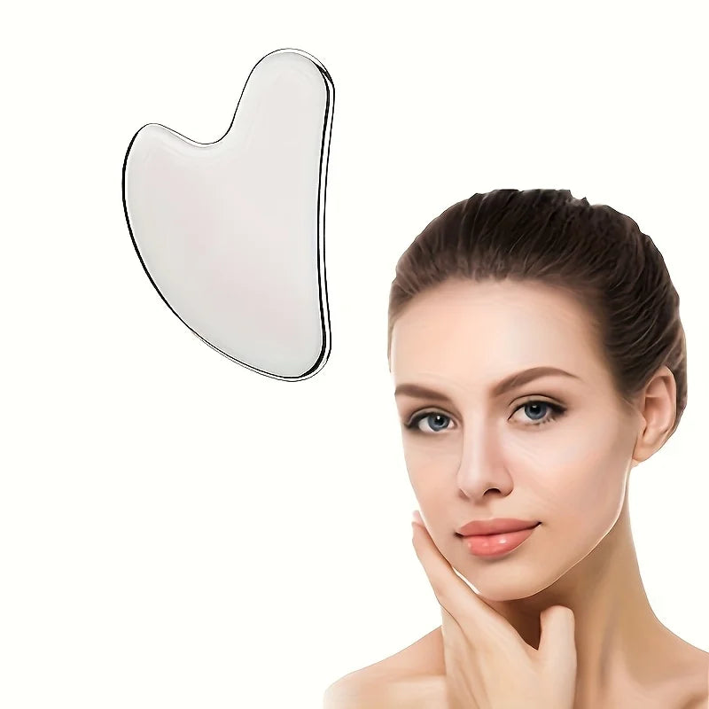 2pcs Stainless Steel Gua Sha Tool - Ultra-Thin Heart Shape with Triangle Edges for Face & Hand Massage, Relaxation & Muscle