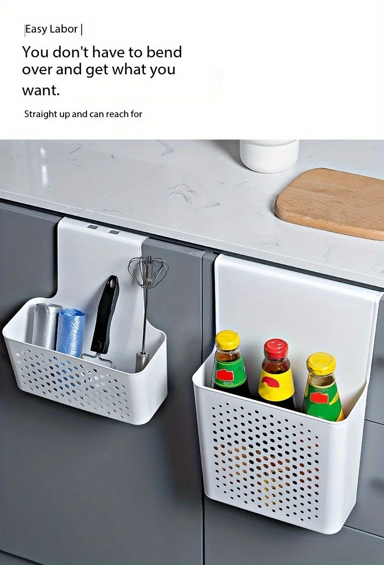 Kitchen Cabinet Door Interior Storage Shelf and Box, Hanging Hook Behind the Door, Kitchen Cabinet Door Basket  Shelf Baskets