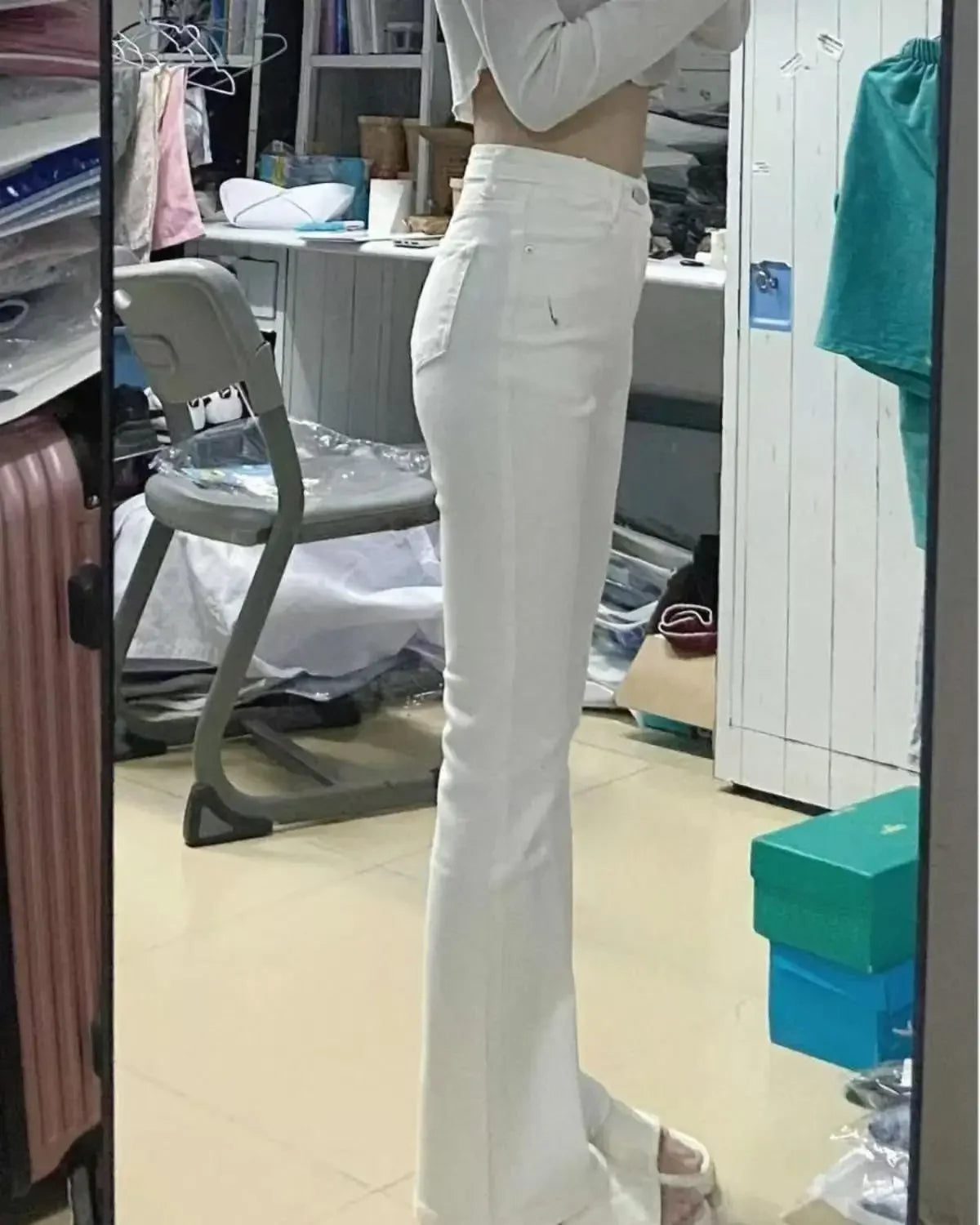 Autumn Spring Slim Skinny Jeans Women Denim Pants Vintage White Tight Trousers Fashion Female Elastic Jeans Casual Flare Pants