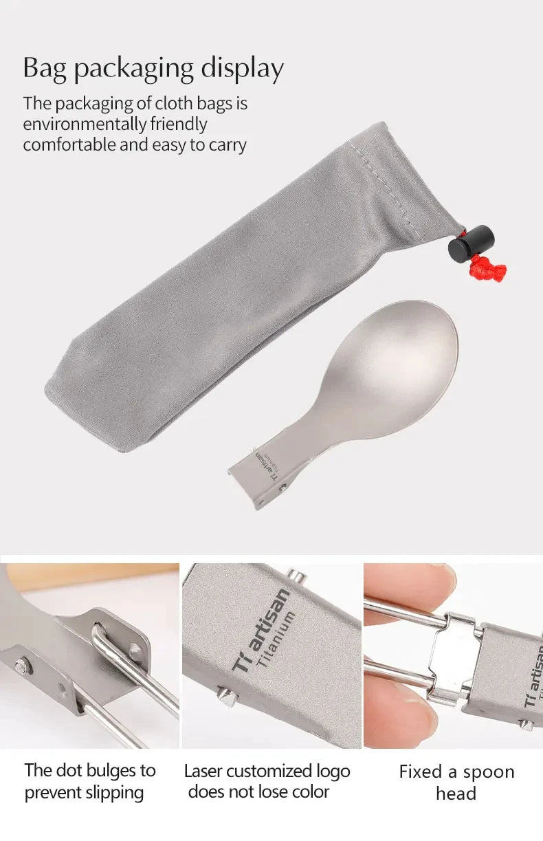 Tiartisan Titanium Foldable Cutlery Portable Outdoor Camping Tableware Hiking Folding Fork Spoon Knife