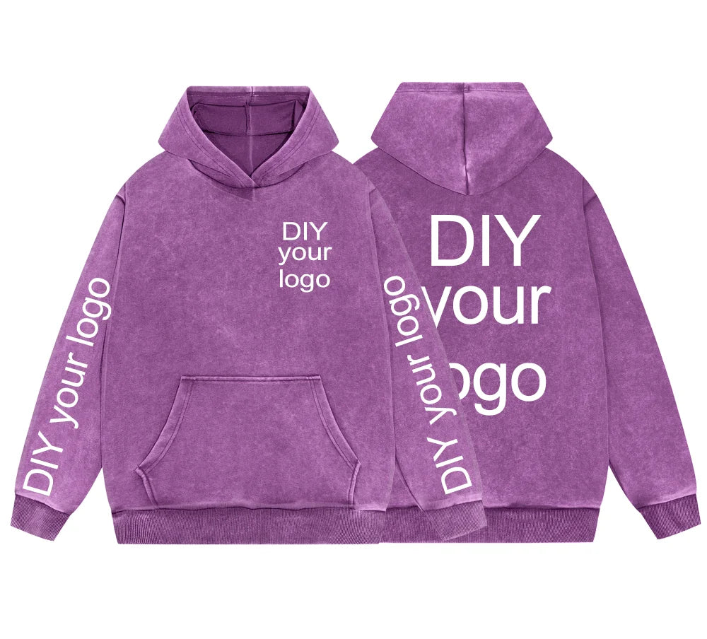 Washed Retro Hoodies 5 Colors 100%Cotton Hoody Customized Personalized Pattern Customization Pullover Team Logo Company Logo