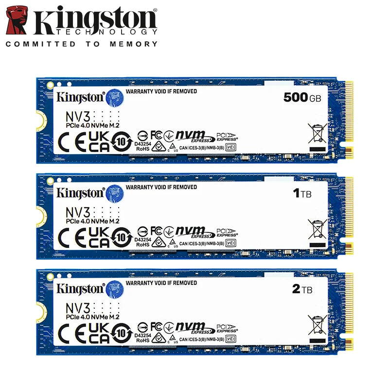 Kingston NV3 PCIe 4.0 M.2 2280 NVMe SSD Internal Hard Drive 500GB 1TB 2TB Up to 6000Mb/s Original Solid State Drive Hard Disk