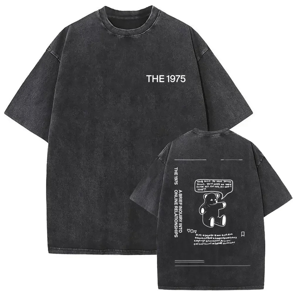 Washed Vintage The 1975 about You Print T-shirt Being Funny in A Foreign Language Album Tshirt Men Women Hip Hop Casual T Shirt