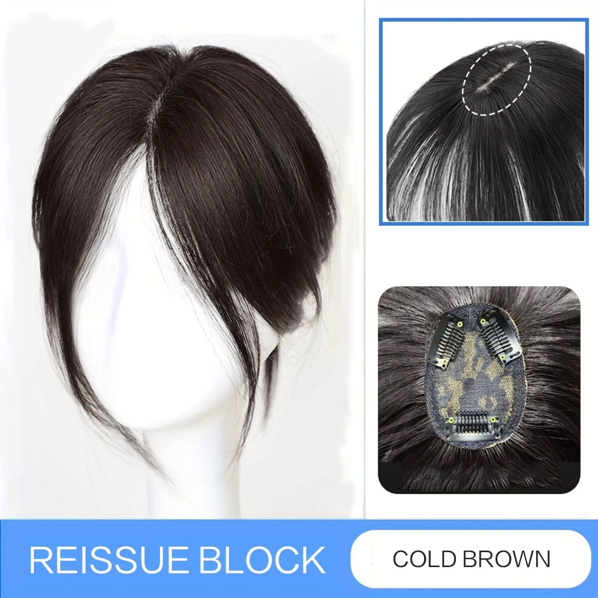 Synthetic Topper with Bangs S Curly 3D French banks Women's Hairpiece Clip In Extension For Hair Volume Non-Remy Machine