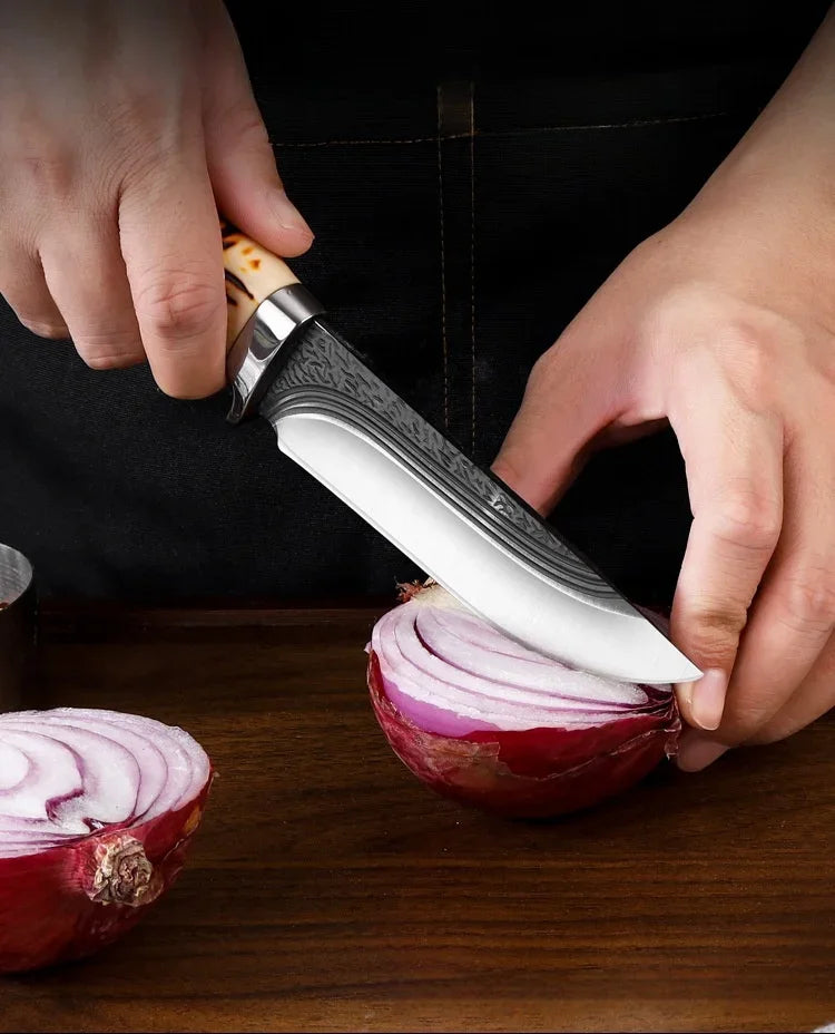 Kitchen-Friendly Meat Cutting Tool - Compact Straight Knife for Portability and High-Hardness Slicing - Ideal for Eating Meat