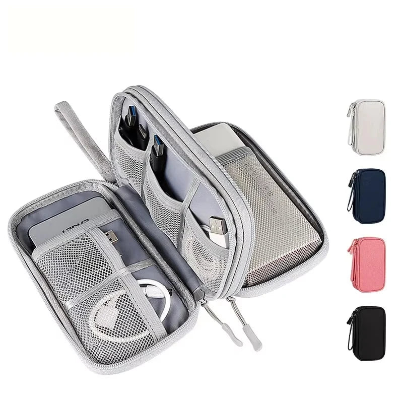 Travel Portable Digital Product Storage Bag Waterproof Double Layer Case for USB Data Cable Organizer Portable Tech Gadget Pouch