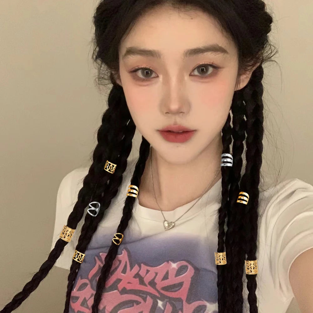 100pcs Dreadlock Hair Rings Hair Jewelry Cuffs Clip Hair Braids Dirty Braids Bead Hippie Hairpin Accessories Headwear for Women