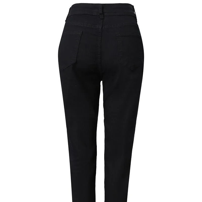 Denim Skinny Ankle-Length Pants Ripped Y2K Women's High Waist Summer Jeans Stretch Ripped Ankle-Tied Denim Trousers Jean