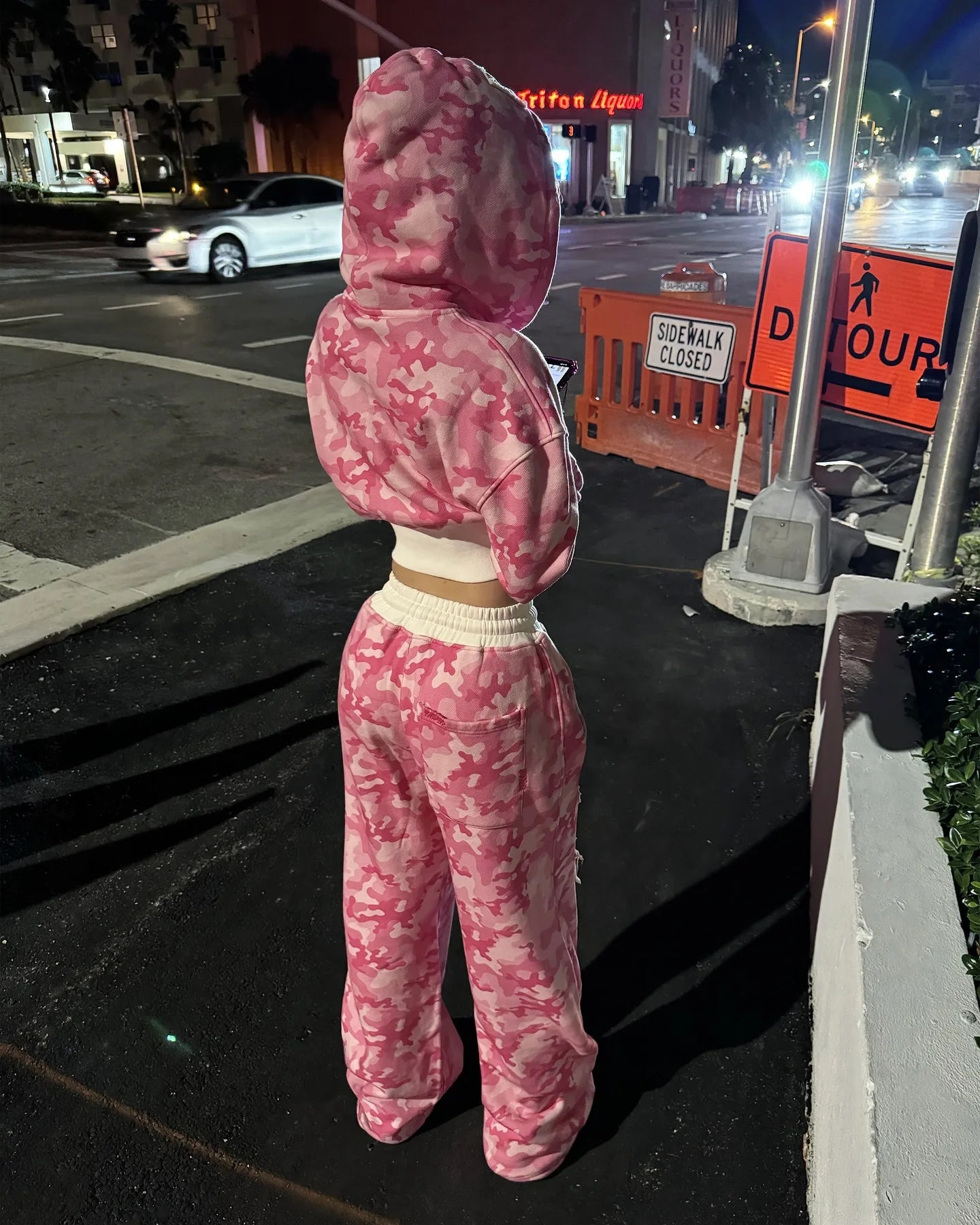 Women 2 Piece Sets Hooded Coat Straight Pants Camouflage Outfits Drawstring Zipper Jacket Tracksuit 2025 Streetwear Ensemble