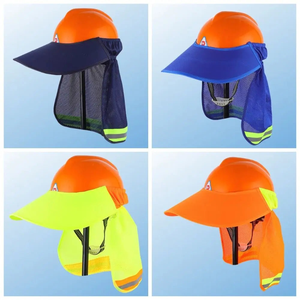Breathable Reflective Hat Brim Sun Protection Netting Safety Helmet Sunshade Light Weight Reflect Light Reflective Neck Shield