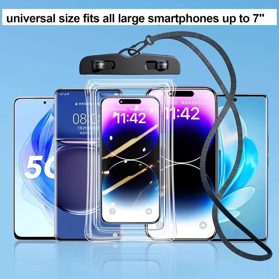 Waterproof Phone Pouch, IPX8 Waterproof Phone Case Bag Beach Essentials for Cruise Travel for iPhone 15 14 13 Pro Max Plus