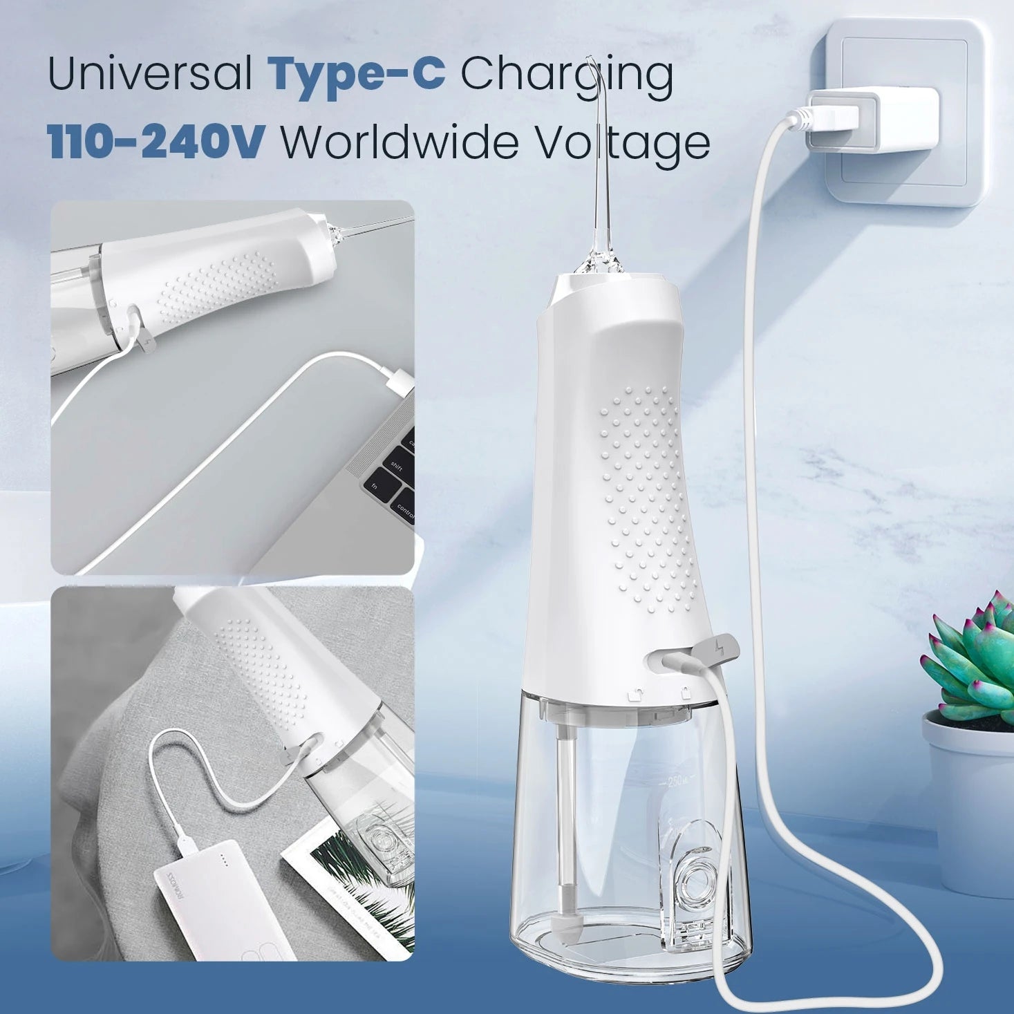 Water Dental Flosser IPX7 Waterproof Oral Picks Teeth Picks 5 Jets 4 Modes Portable Cordless JK-C3 Water Flosser Teeth Cleaner