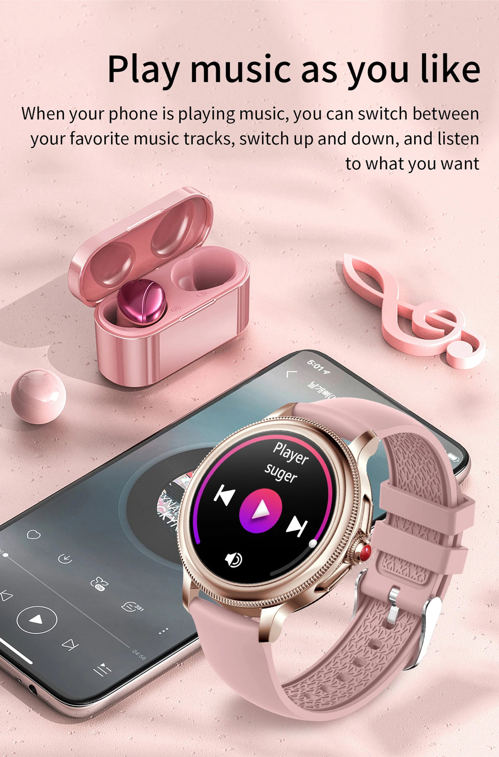 Smart Watch for Women 1.2" Bluetooth Call 100+ Sport Modes Fitness Tracker with Heart Rate/Sleep/SpO2 Monitor IP67 Waterproof